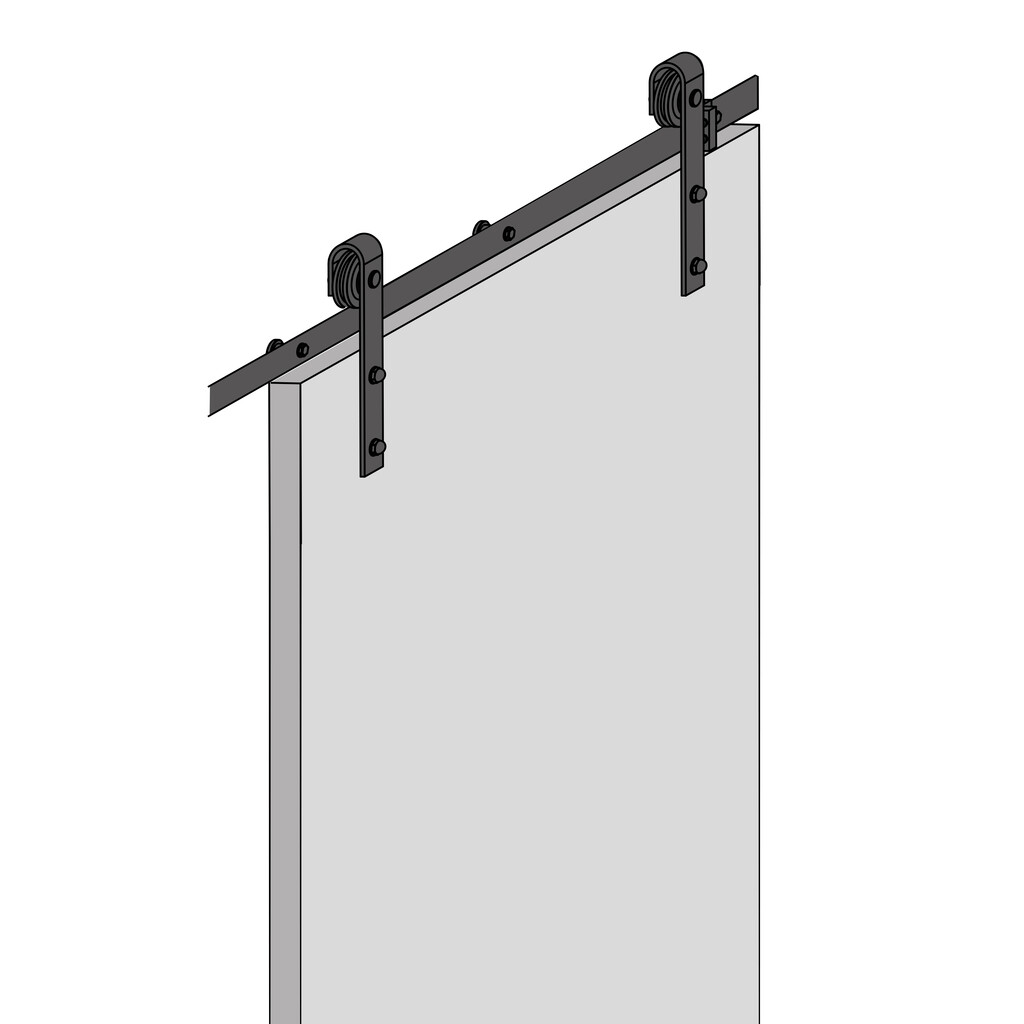 Kit de herrajes para una puerta corredera colgada de madera Barn, Con cierre suave, tableros no incluidos, Acero y Plástico, Pintado negro-12
