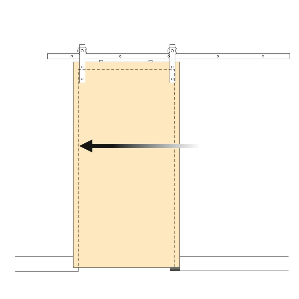 Kit de herrajes para una puerta corredera colgada de madera Barn, Con cierre suave, tableros no incluidos, Acero y Plástico, Pintado negro-2