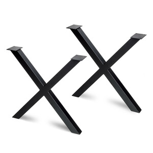 Juego de patas Cross para mesa, ancho 695mm, Acero, Pintado negro foto del producto