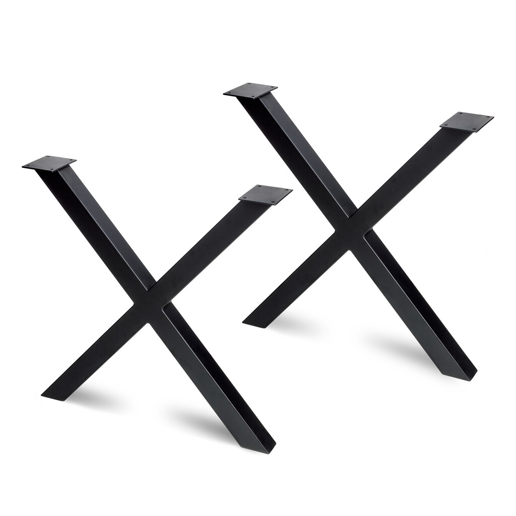 Juego de patas Cross para mesa, ancho 695mm, Acero, Pintado negro-Primary
