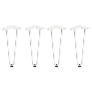 Lot de 4 pieds Hairpin de 2 fils par table, hauteur 400mm, Acier, Peint en blanc photo du produit