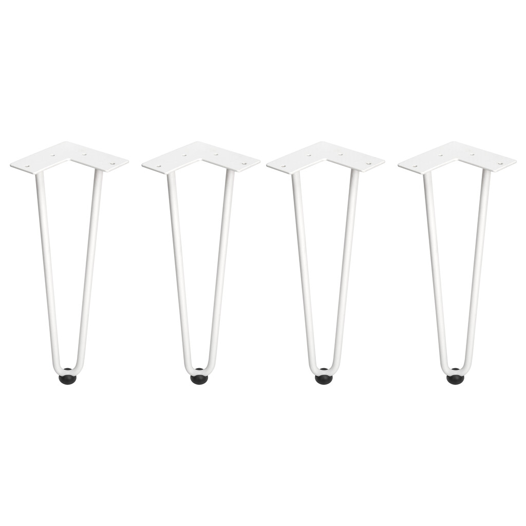 Lot de 4 pieds Hairpin de 2 fils par table, hauteur 400mm, Acier, Peint en blanc-Primary