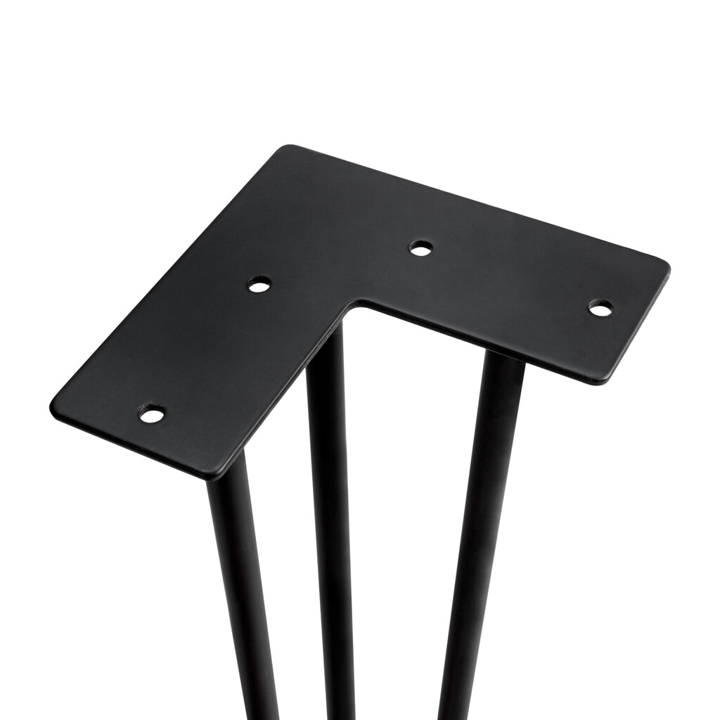 Lot of 4 Hairpin 3 rods table legs, Height 710mm, Steel, Black painted-6