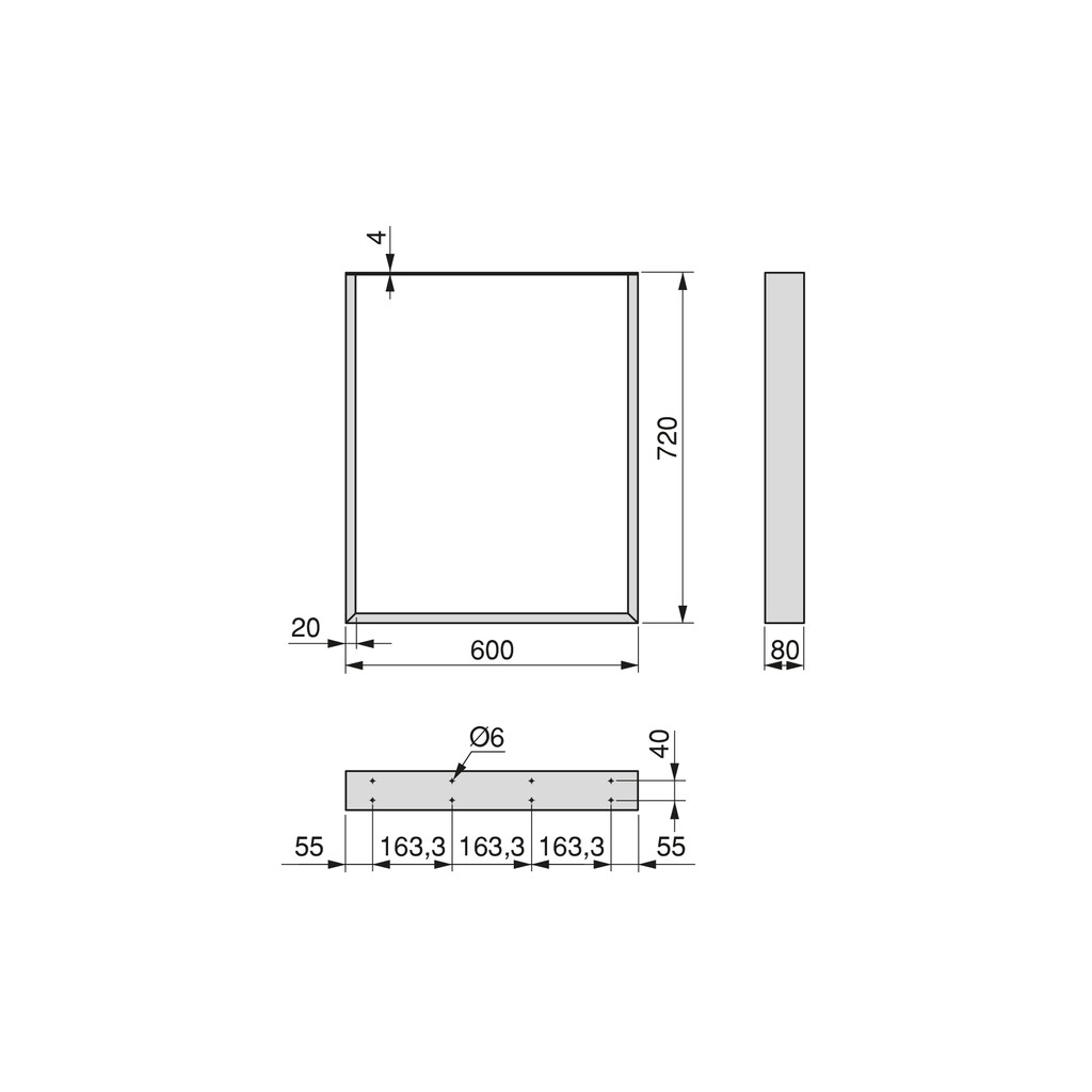 Juego de patas rectangulares Square para mesa, ancho 600mm, Acero, Pintado negro-1