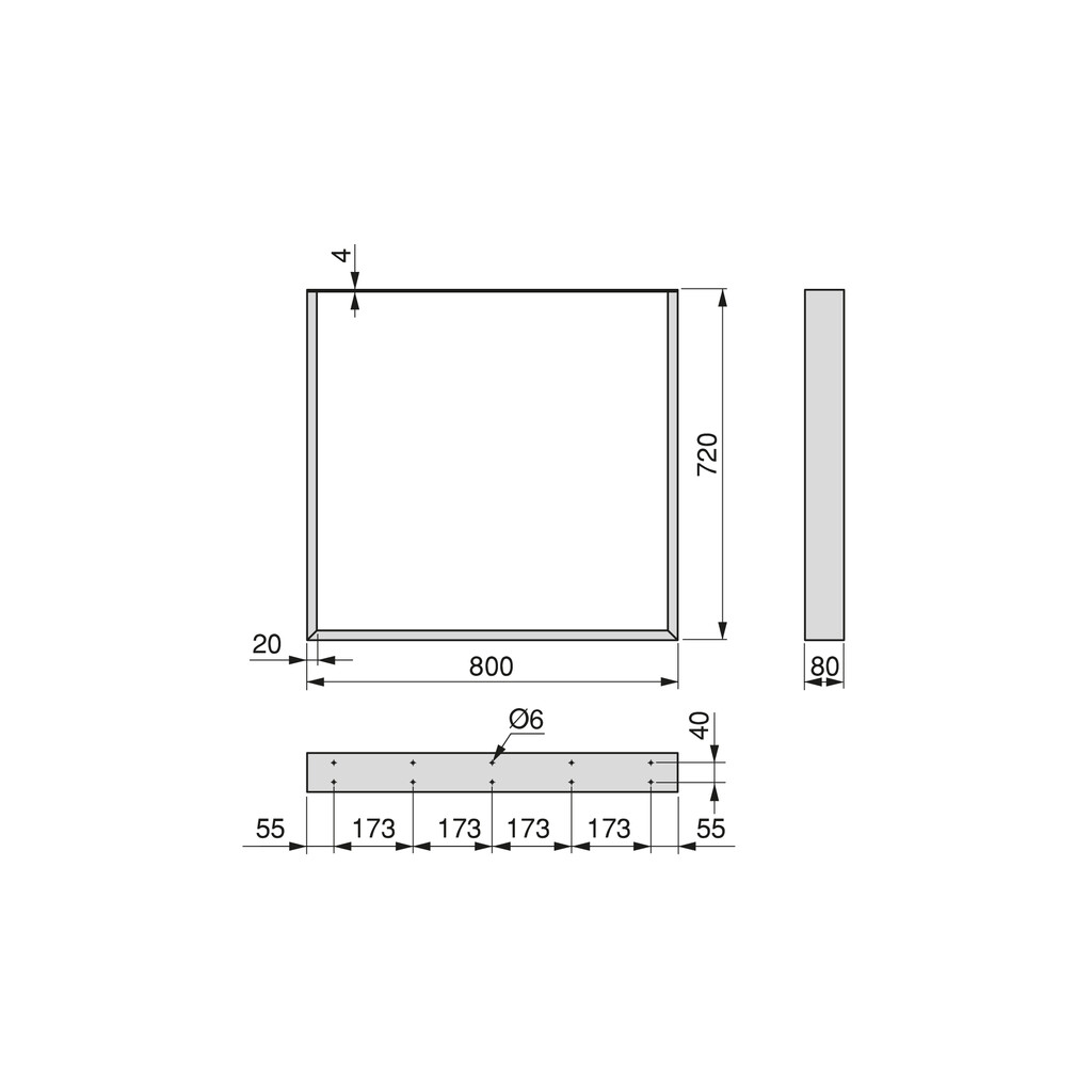 Set rechteckiger Tischbeine Square, Breite 800mm, Stahl, Weiß lackiert-1