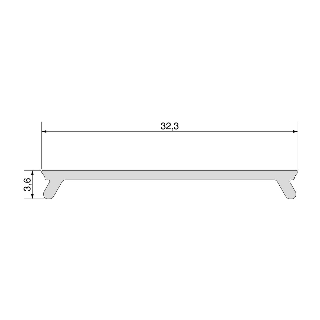 Profile cover Placard of Groove for sliding door, 3,9 m, Matt anodized, Aluminium-1