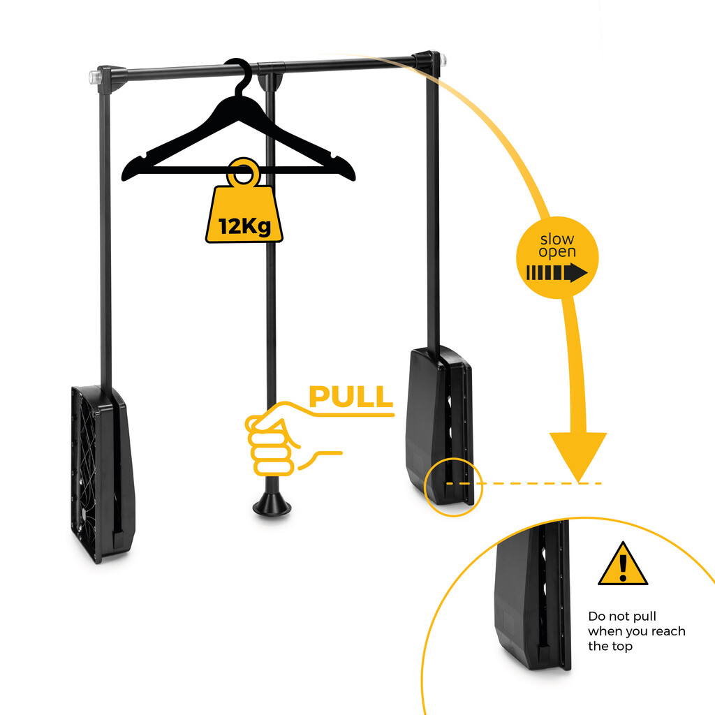 Appendiabiti per armadio Hang, larghezza regolabile 830-1150 mm, Acciaio e Tecnoplastica, Verniciato nero-9