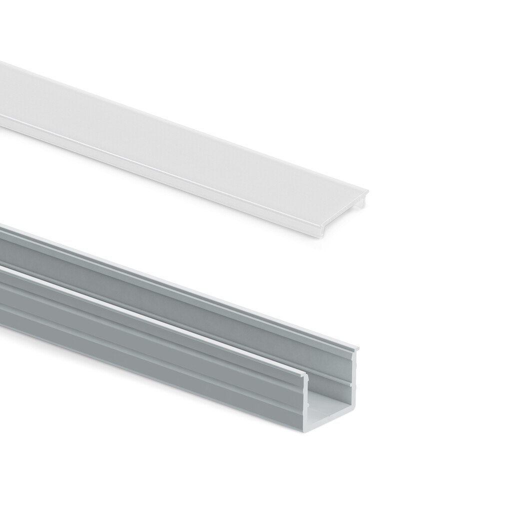 Pair of Lynx recessed profiles, to make lighting with LED strips, length 2.35m, Aluminium, Matt anodised-Primary