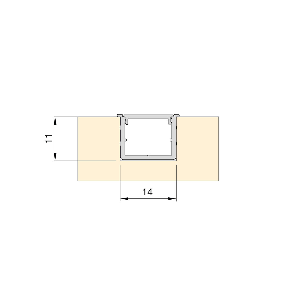 Pair of Lynx recessed profiles, to make lighting with LED strips, length 2.35m, Aluminium, Matt anodised-2