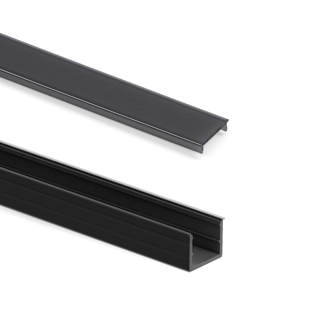 Juego de perfiles para empotrar Lynx W, para hacer luminarias con tiras LED, longitud 2.35m, Aluminio y Plástico, Anodizado negro-Primary