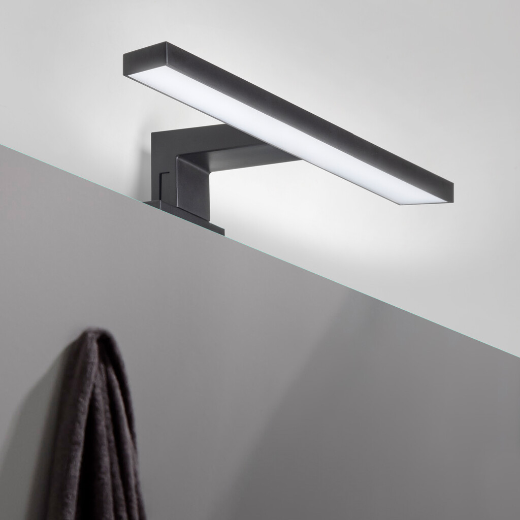 LED-Strahler Virgo für Badezimmerspiegel (AC 230V 50Hz), ohne Konverter, L300mm, kaltweißes Licht 6.000K, Kunststoff, Schwarz lackiert-3