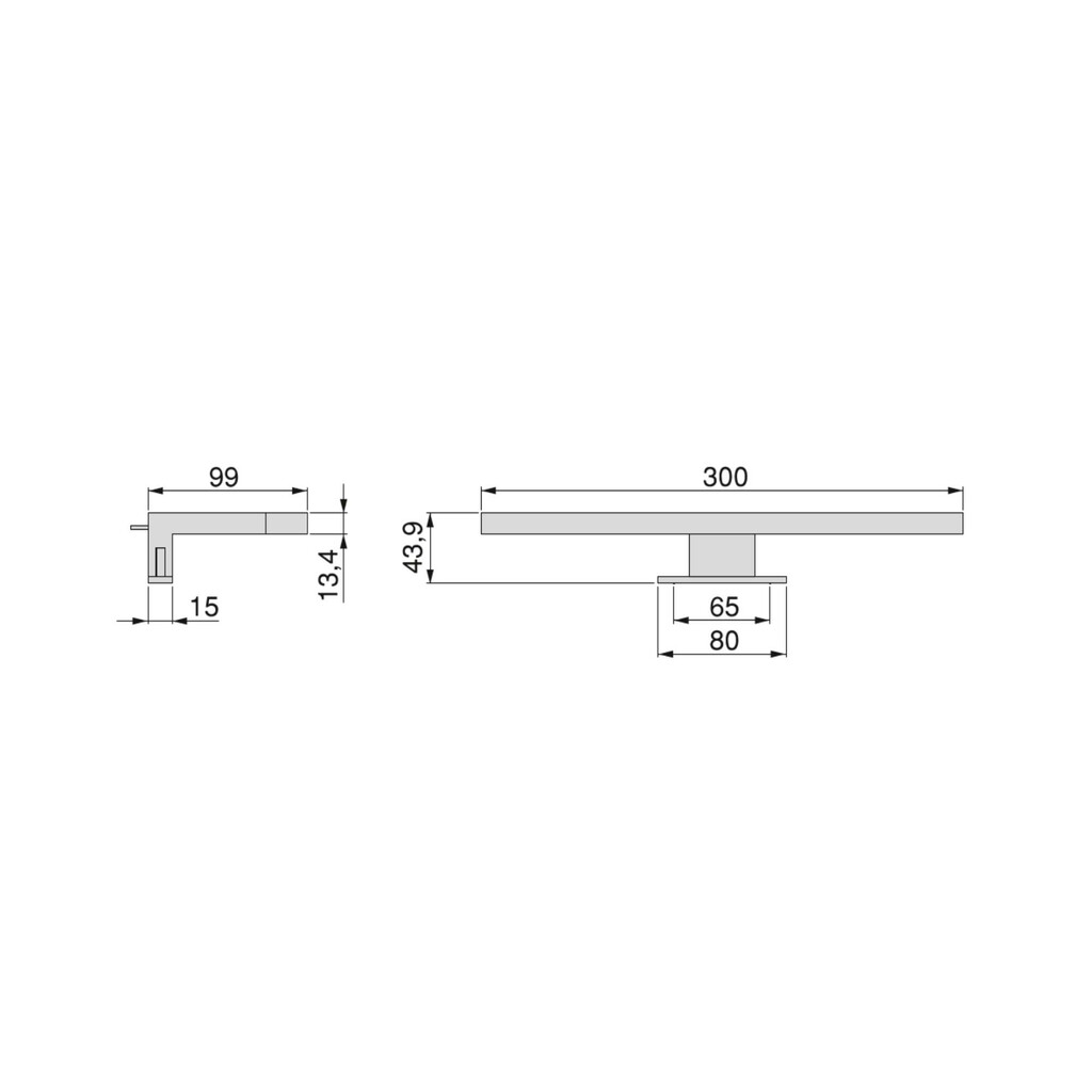 LED-Strahler Virgo für Badezimmerspiegel (AC 230V 50Hz), ohne Konverter, L300mm, kaltweißes Licht 6.000K, Kunststoff, Schwarz lackiert-1