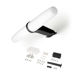 Foco LED para espejo de ba&ntilde;o Gemini (AC 230V 50Hz), sin necesidad de convertidor, L233mm, Luz blanca natural 4.000K, Pl&aacute;stico y Aluminio, Pintado negro foto del producto