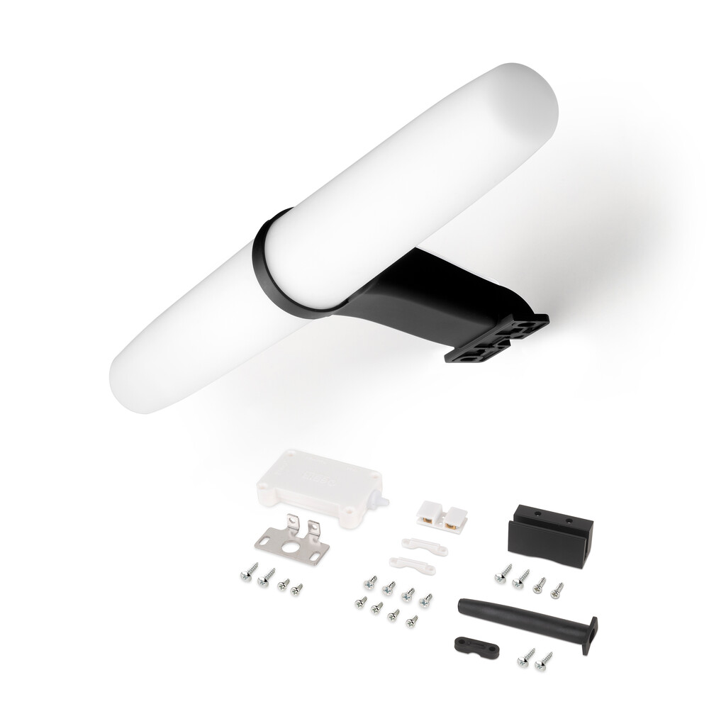 Foco LED para espejo de baño Gemini (AC 230V 50Hz), sin necesidad de convertidor, L233mm, Luz blanca natural 4.000K, Plástico y Aluminio, Pintado negro-Primary