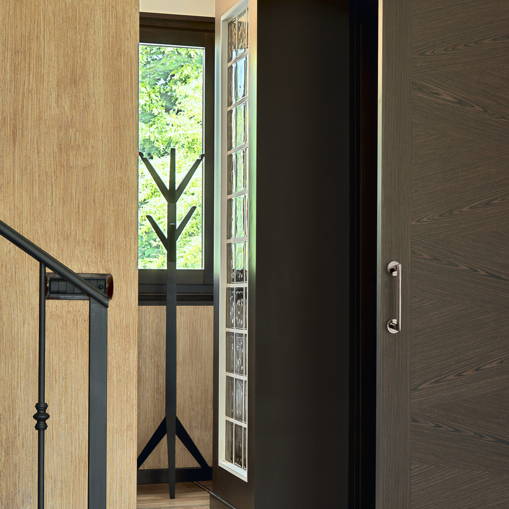 Satz von 4 gerade Griffe mit Rosetten 50mm Durchmesser für Schiebetüren, Aluminium, Nickel satiniert-3