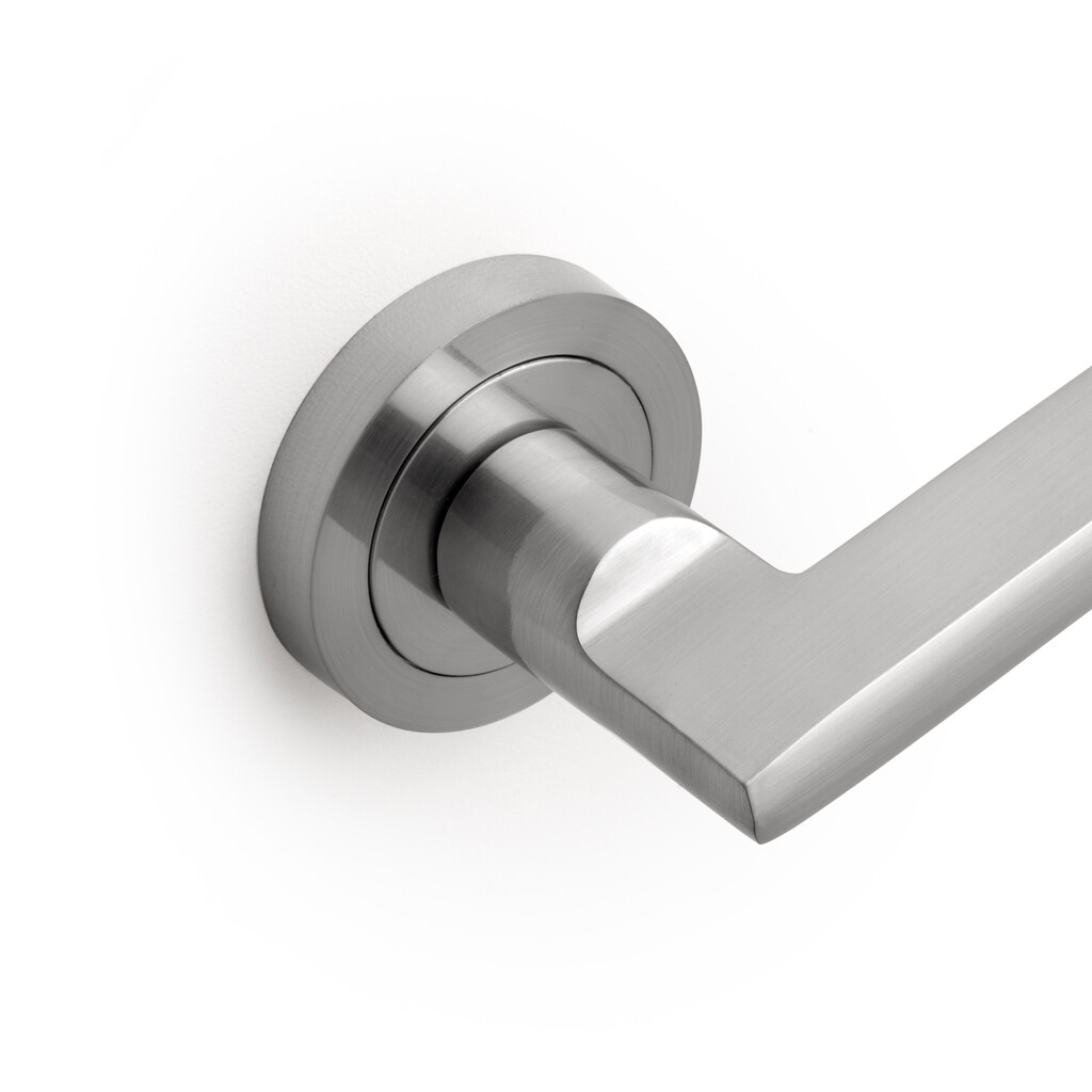 Satz von 4 gerade Griffe mit Rosetten 50mm Durchmesser für Schiebetüren, Aluminium, Nickel satiniert-2