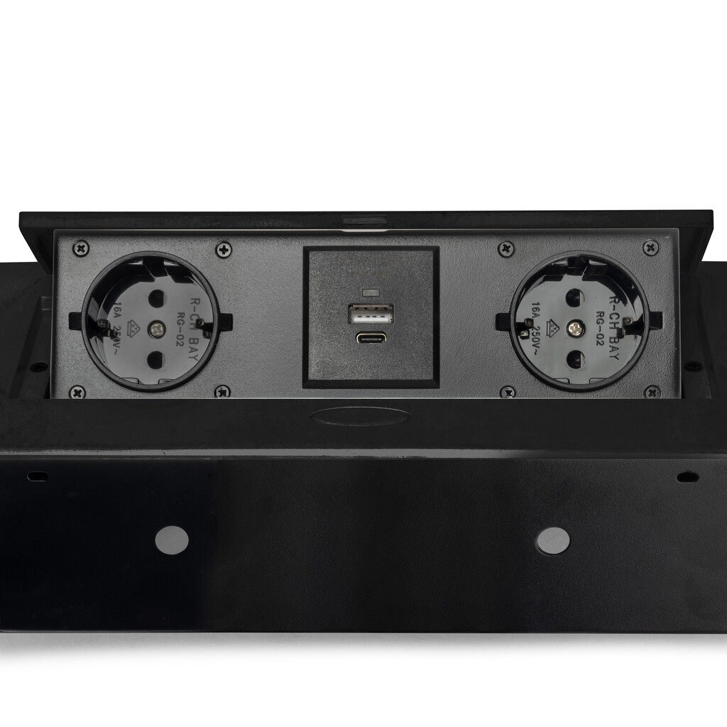 Multiconnecteur Atom 26 Lite pour bureau, 225x111mm, Peint en noir, Zamak et Acier et Plastique.-10