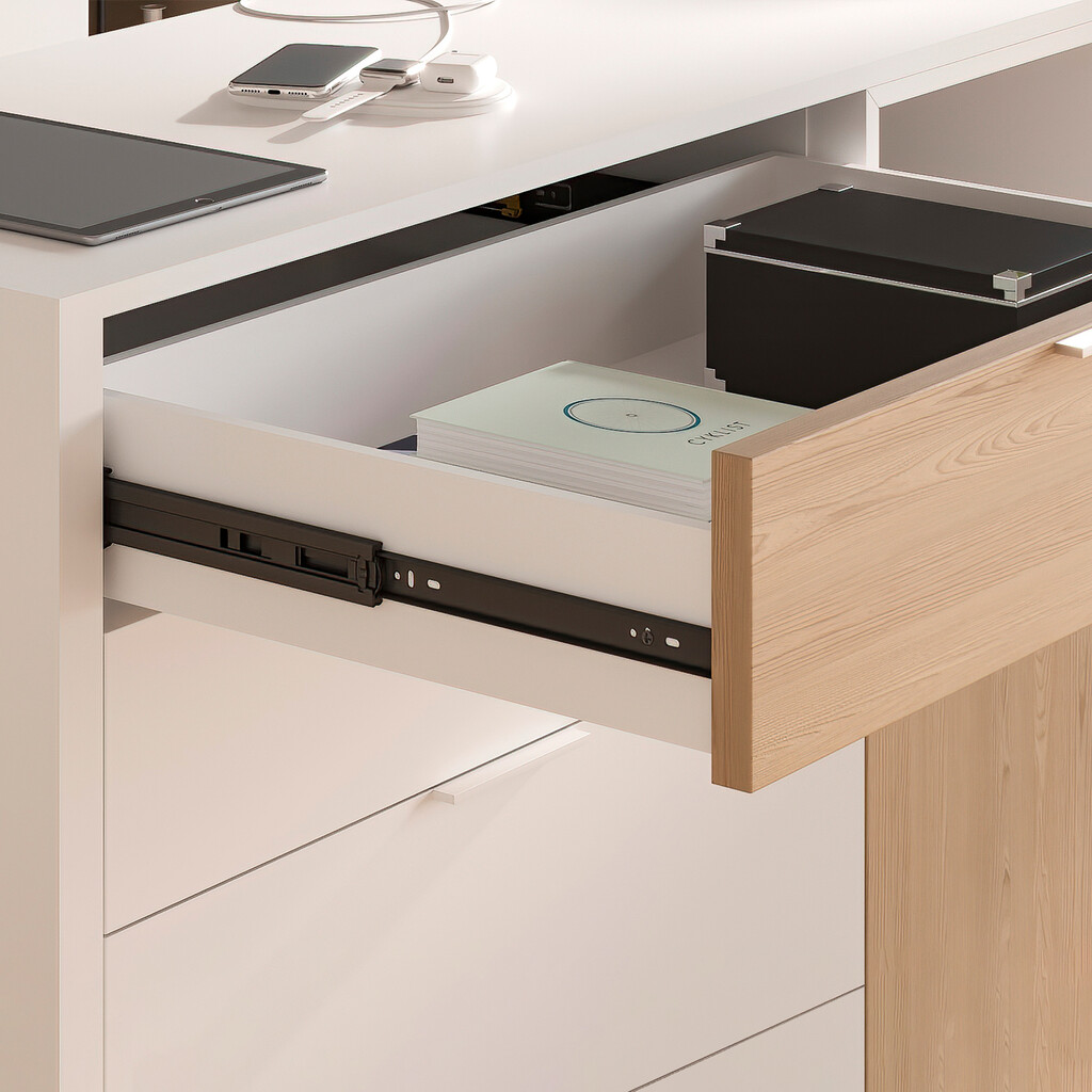 Lote de 5 juegos de guías para cajones, de bolas, altura 45mm, profundidad 300mm, extracción total, Negro-5