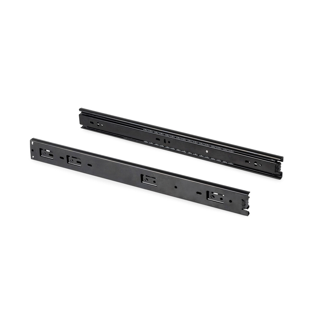 Lote de 5 juegos de guías para cajones, de bolas, altura 45mm, profundidad 300mm, extracción total, Negro-3