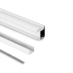 Set aus Griff-Set f&uuml;r eine Schiebet&uuml;r Sharp 16, f&uuml;r St&auml;rke 16mm, L&auml;nge 2,7m, Aluminium, Wei&szlig; metallic Produktfoto