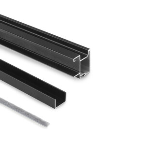 Kit de poign&eacute;e de pour une porte coulissante Sharp 16, pour &eacute;paisseur 16mm, longueur 2,7m, Aluminium, Peint en noir photo du produit