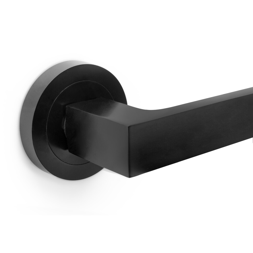 Satz von 5 Mackay Innentürgriffe, mit D.50mm Rosette, Aluminium, Schwarz-3