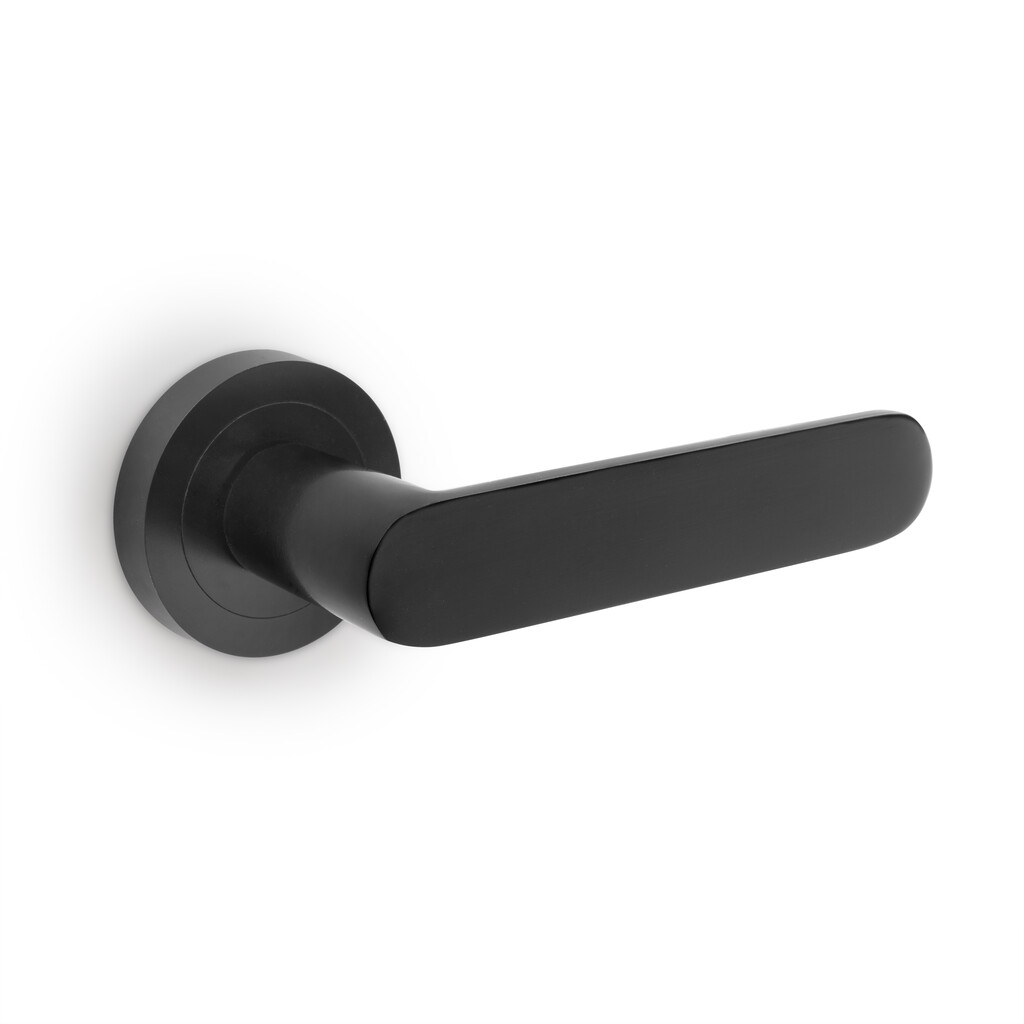Lot de 5 poignées Bunbury pour portes intérieures, avec rosace D.50mm, Aluminium, Noir-4