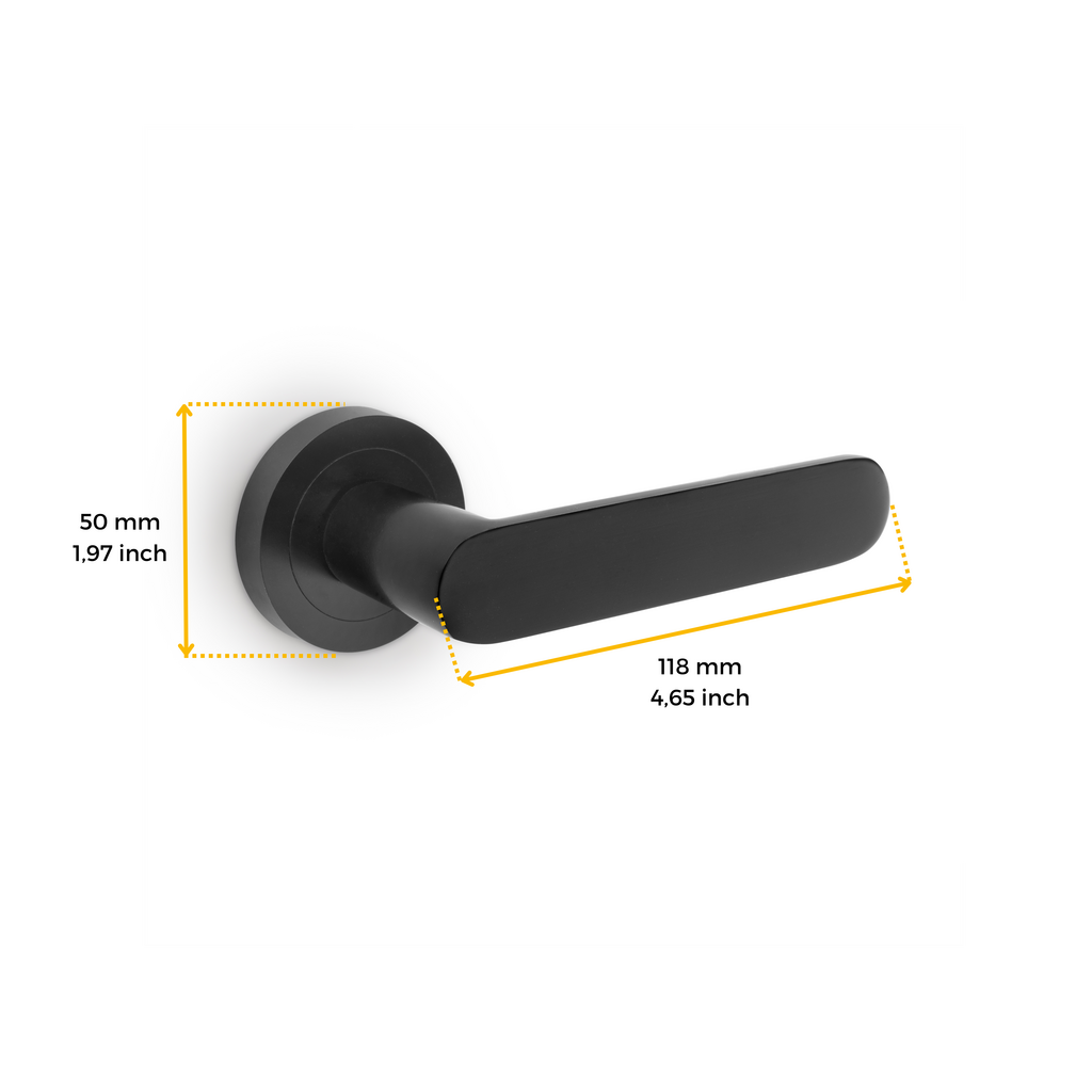 Lot de 5 poignées Bunbury pour portes intérieures, avec rosace D.50mm, Aluminium, Noir-1