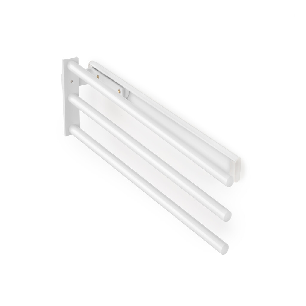 Extendable Towel rack, 3 Arms, Aluminium, White painted-Primary