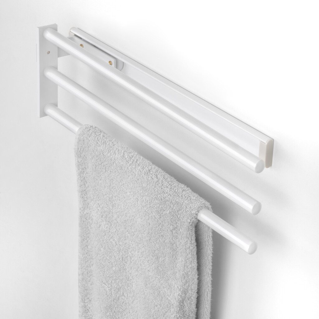 Extendable Towel rack, 3 Arms, Aluminium, White painted-4