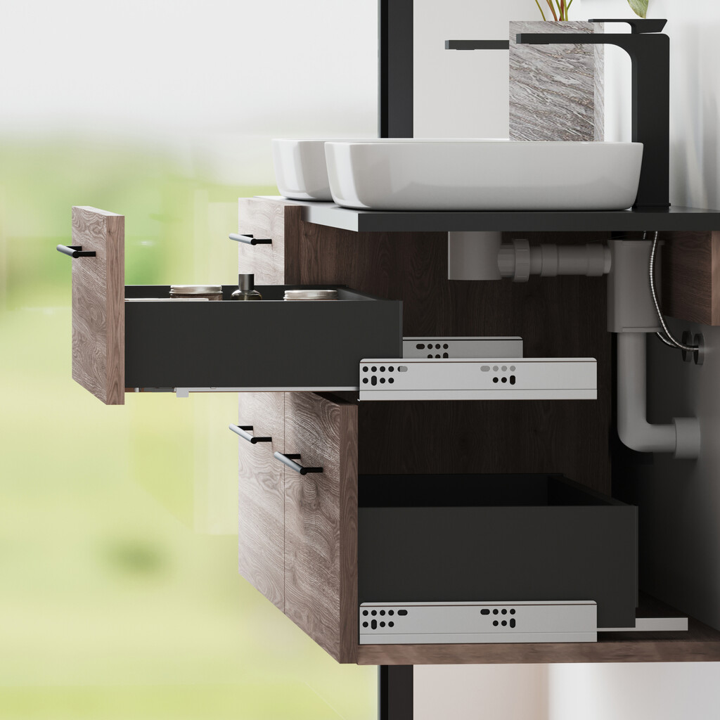Zarge Convex Höhe 128mm LINKS, Tiefe 450mm, Stahl, Anthrazitgrau und Kunststoff-5