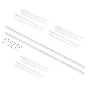 Kit de pour 3 &eacute;tag&egrave;res avec consoles et supports muraux Jagmet, longueur 280mm, Acier, Peint en blanc photo du produit