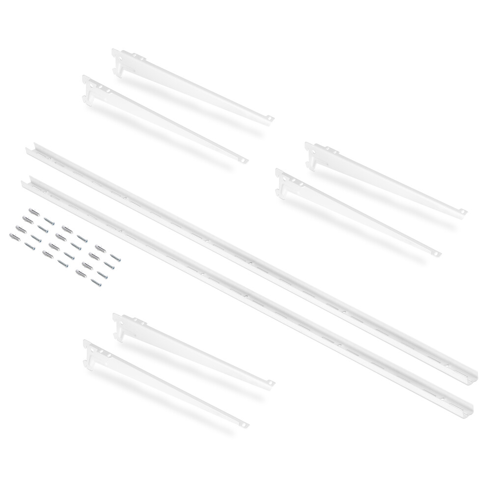 Kit de pour 3 étagères avec consoles et supports muraux Jagmet, longueur 280mm, Acier, Peint en blanc-Primary