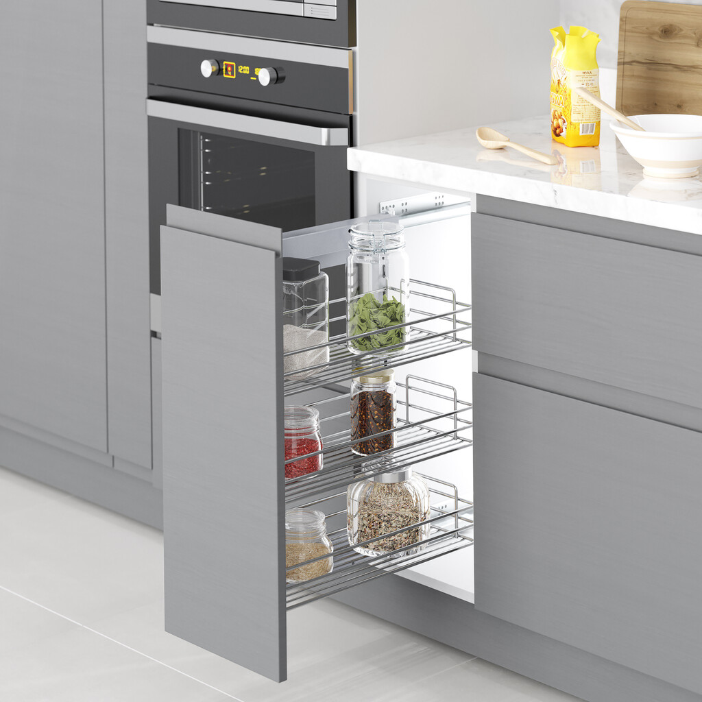 Pull-out rack with soft closing Suprastar, module 400mm, Steel, Chrome plated-4