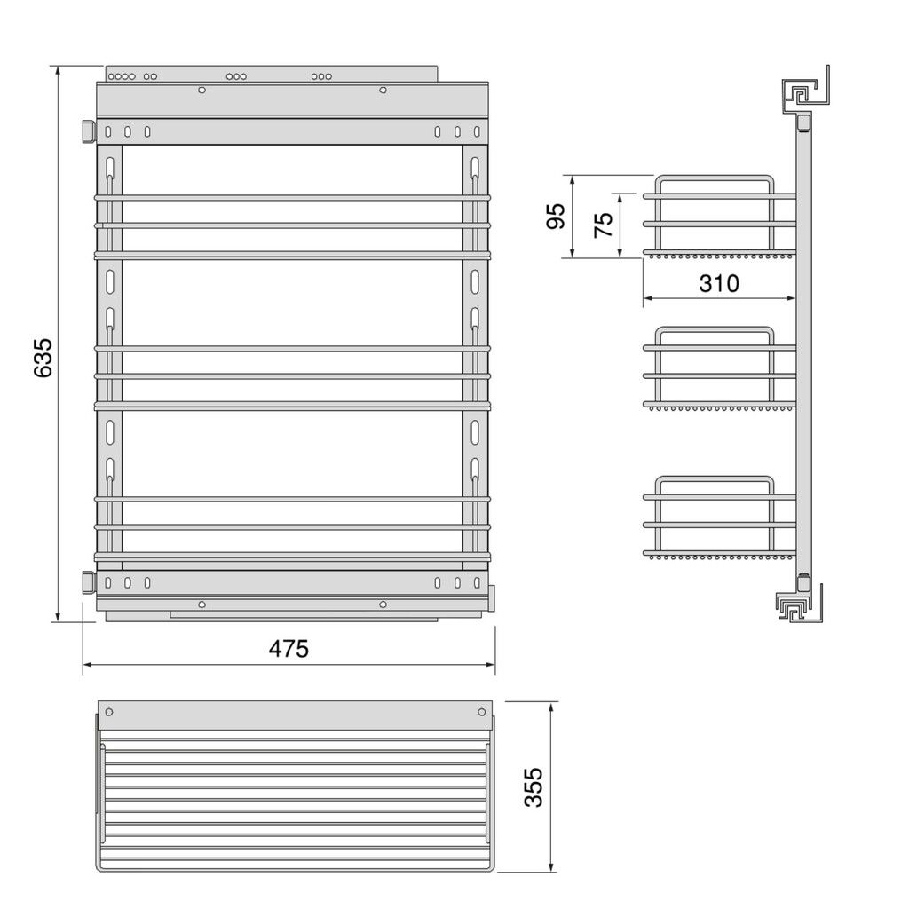 Pull-out rack with soft closing Suprastar, module 400mm, Steel, Chrome plated-1