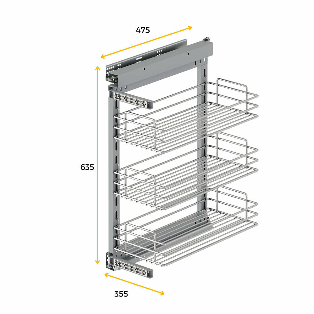 Pull-out rack with soft closing Suprastar, module 400mm, Steel, Chrome plated-2
