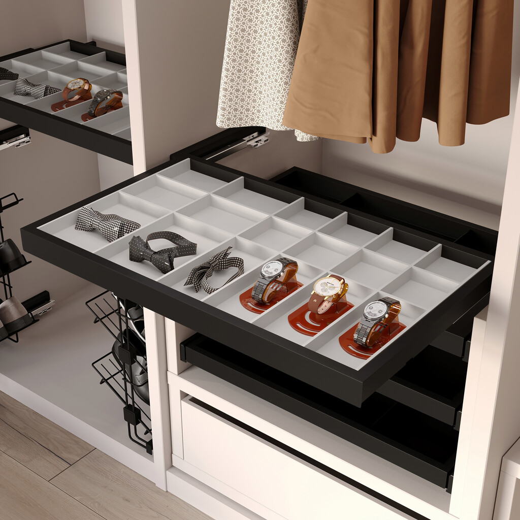 Tiroir organisateur pour placards et commodes Hack, 683 (M80), Peint gris pierre, Bois.-3