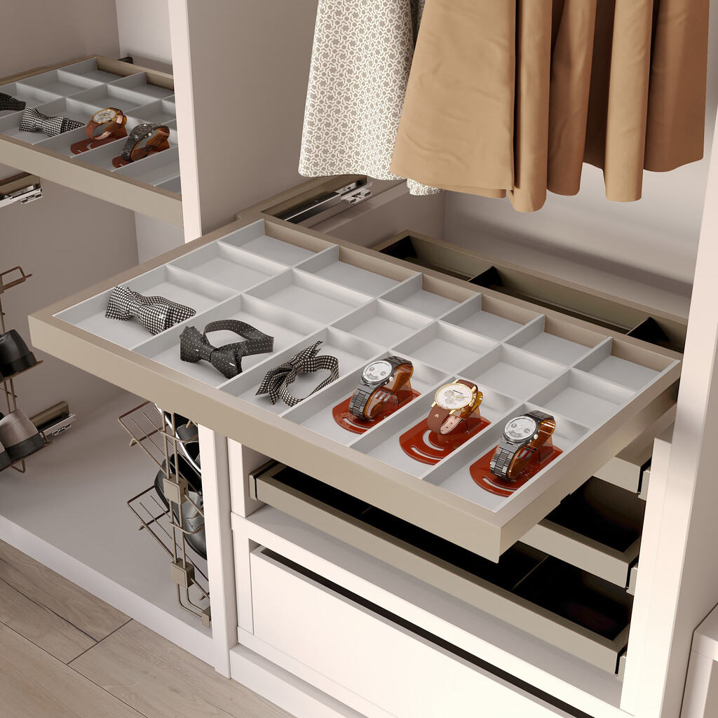 Tiroir organisateur pour placards et commodes Hack, 683 (M80), Peint gris pierre, Bois.-4