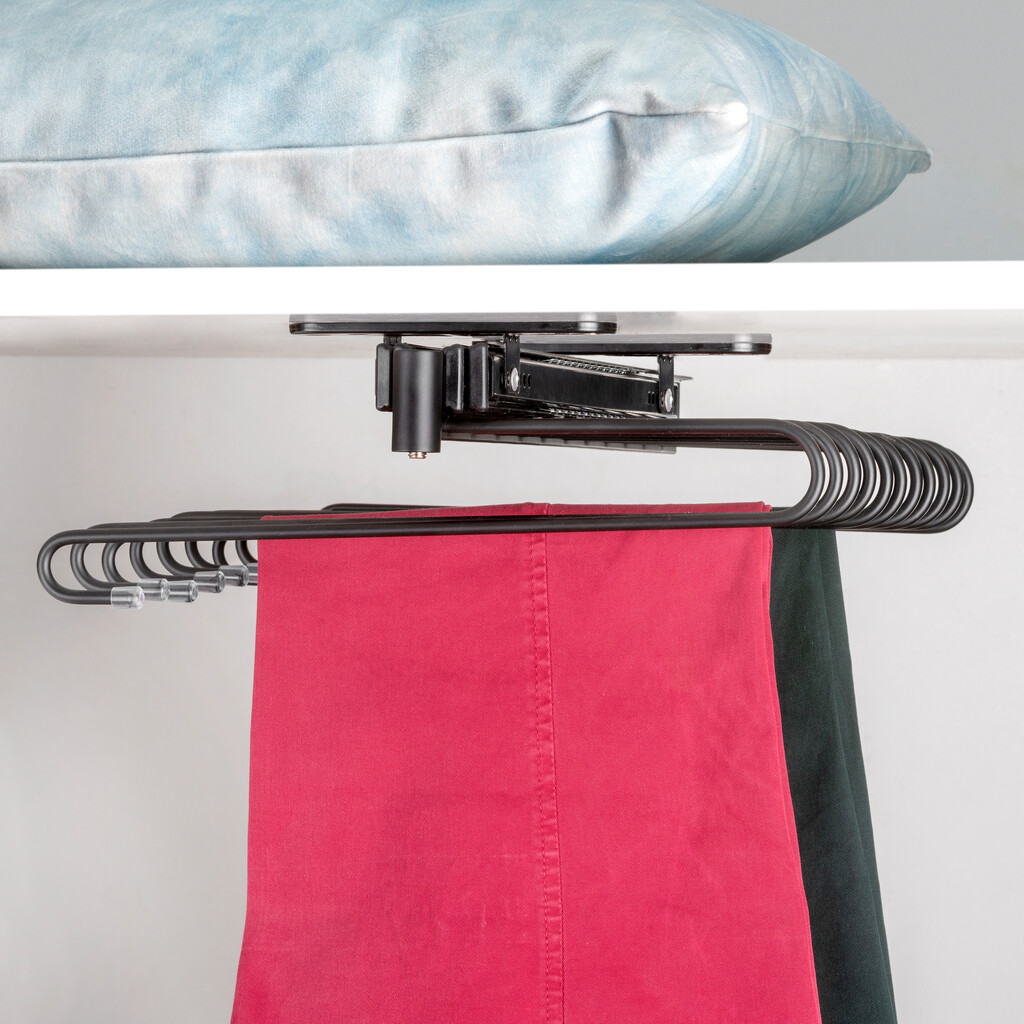 Pull-out trouser rack, 11 rods, full extraction guides, Steel, Black painted-7