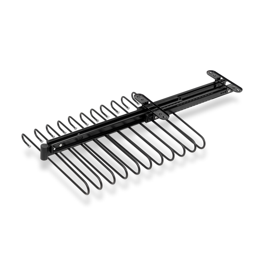 Pull-out trouser rack, 11 rods, full extraction guides, Steel, Black painted-8