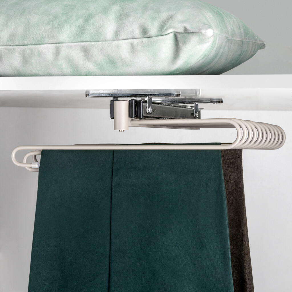 Pull-out trouser rack, 11 rods, full extraction guides, Steel, Painted stone grey-7