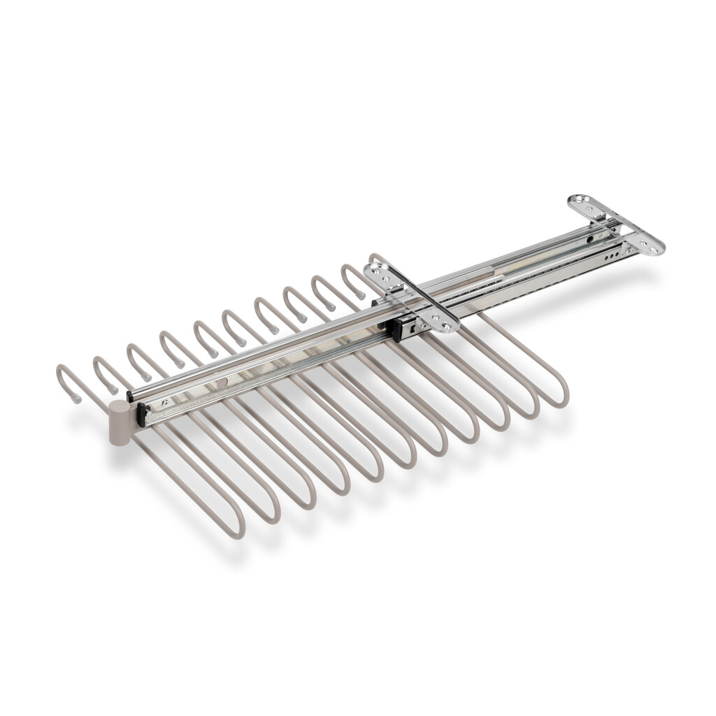 Pull-out trouser rack, 11 rods, full extraction guides, Steel, Painted stone grey-8