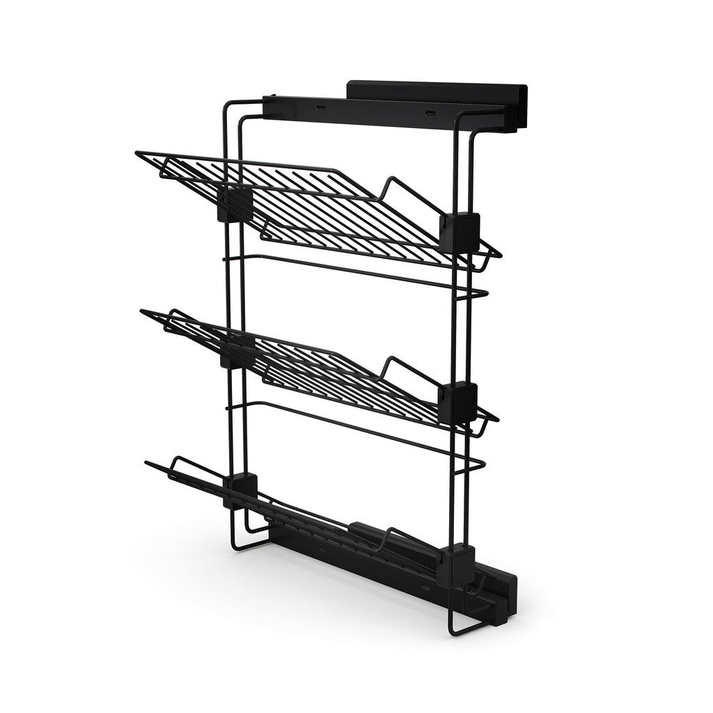 Pull-out side shoe rack for closets and walk-in closets Hack, Right, Textured black painted, Steel-Primary