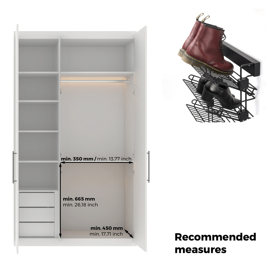 Pull-out side shoe rack for closets and walk-in | Emuca