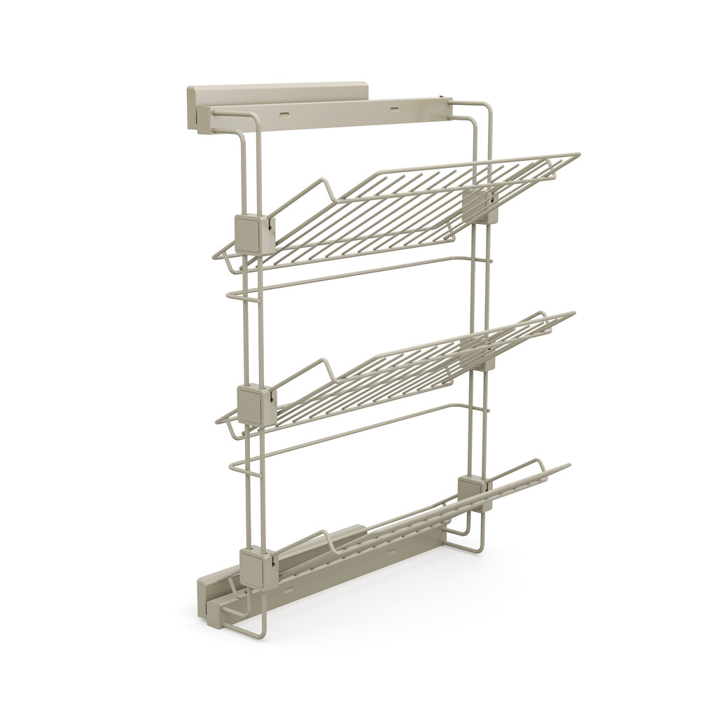 Porte-chaussures latéral coulissant pour placards et dressing Hack, Gauche, Peint gris pierre, Acier.-Primary