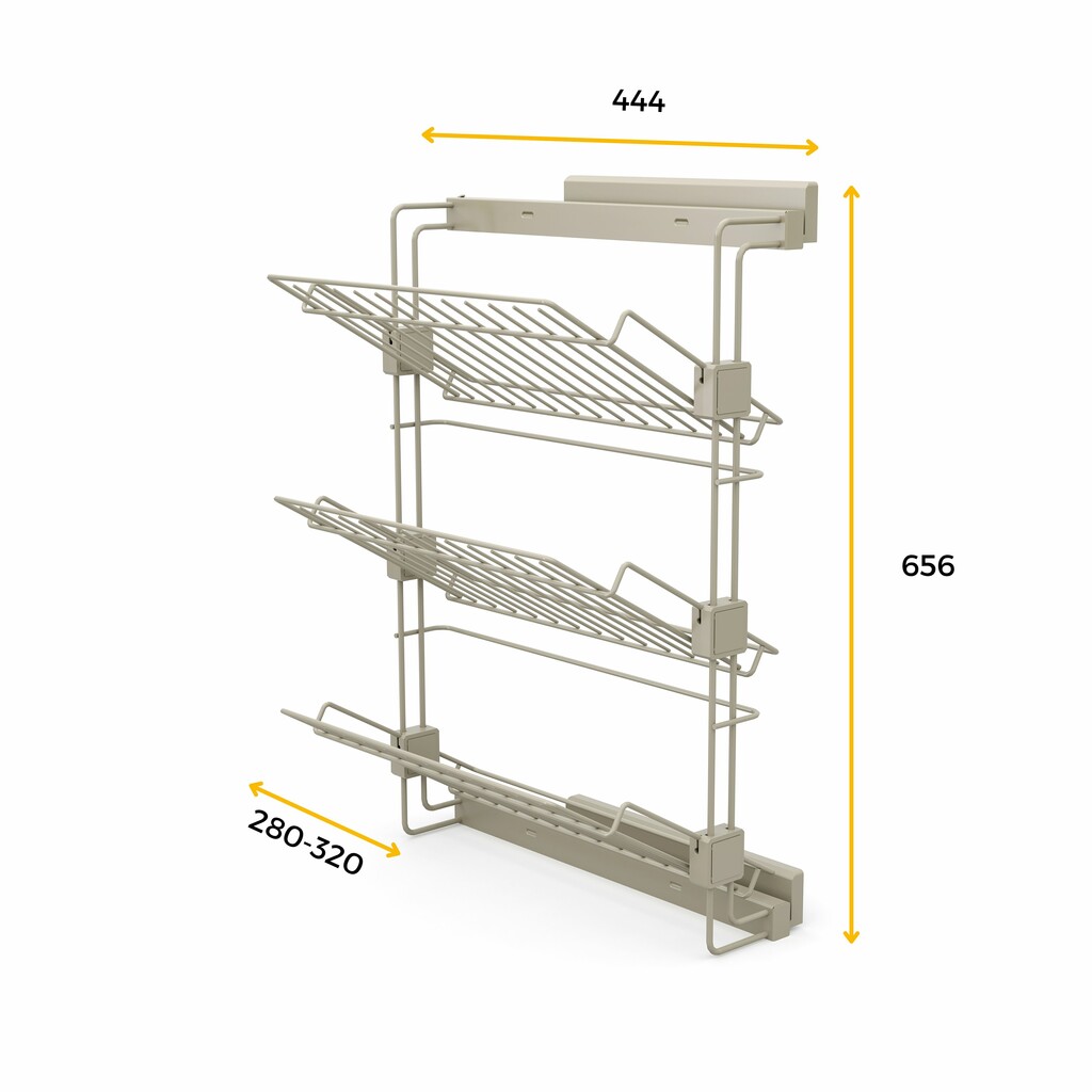Porte-chaussures latéral coulissant pour placards et dressing Hack, Gauche, Peint gris pierre, Acier.-2