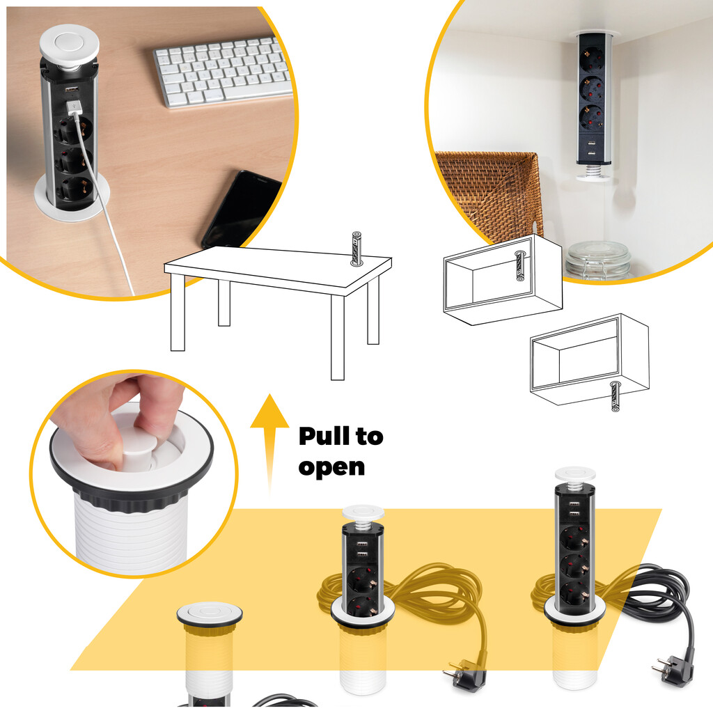 Multiconector extraível Vertikal, EU, Pintado branco, Plástico e Alumínio-14