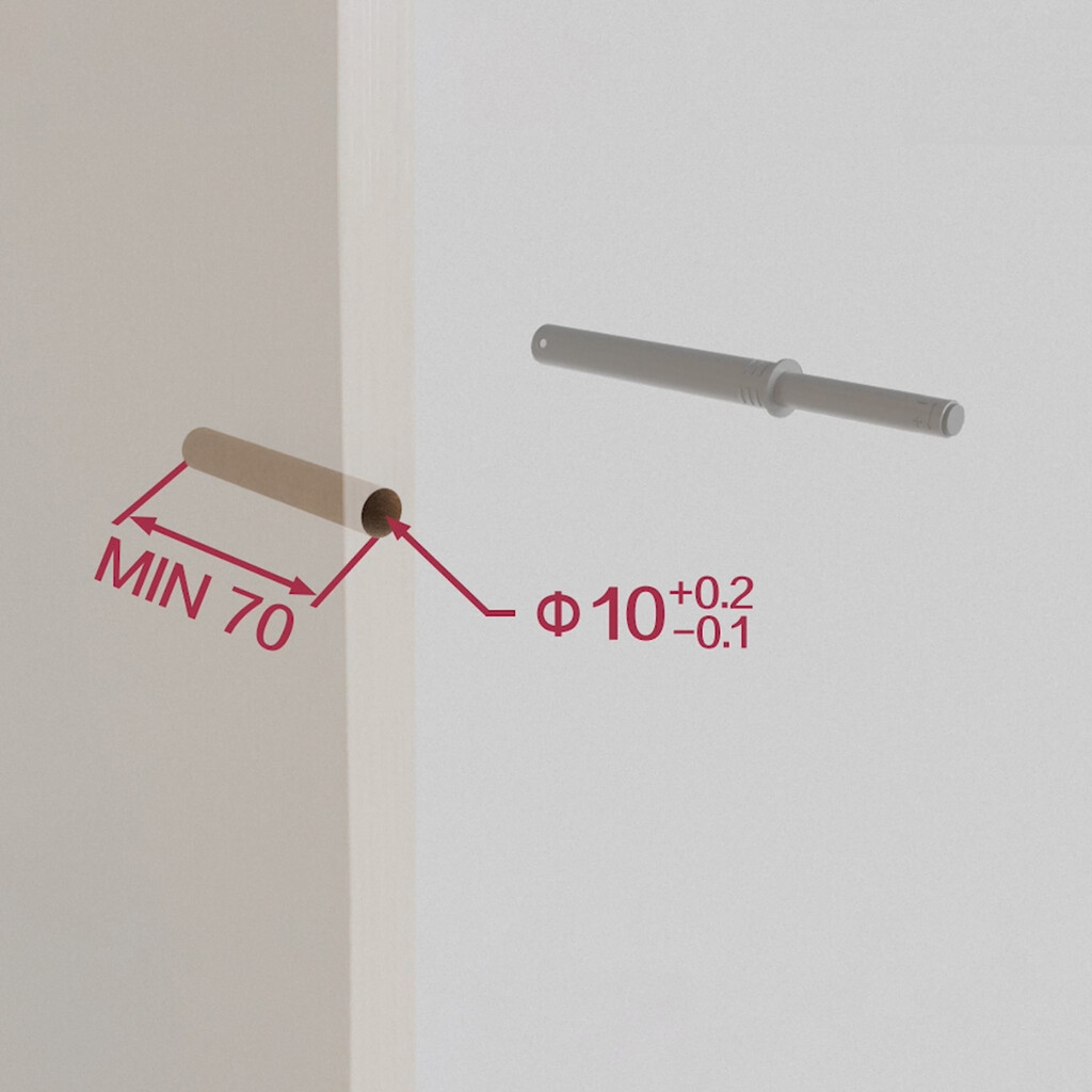 Built-in furniture door lock with Push Lite adjustment, length 70mm, shock absorber, Plastic, Grey-5
