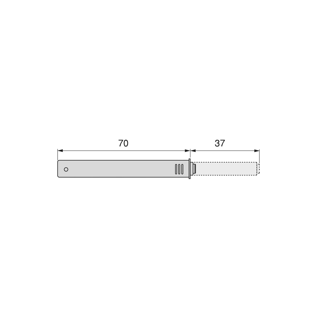 Built-in furniture door lock with Push Lite adjustment, length 70mm, shock absorber, Plastic, Grey-1