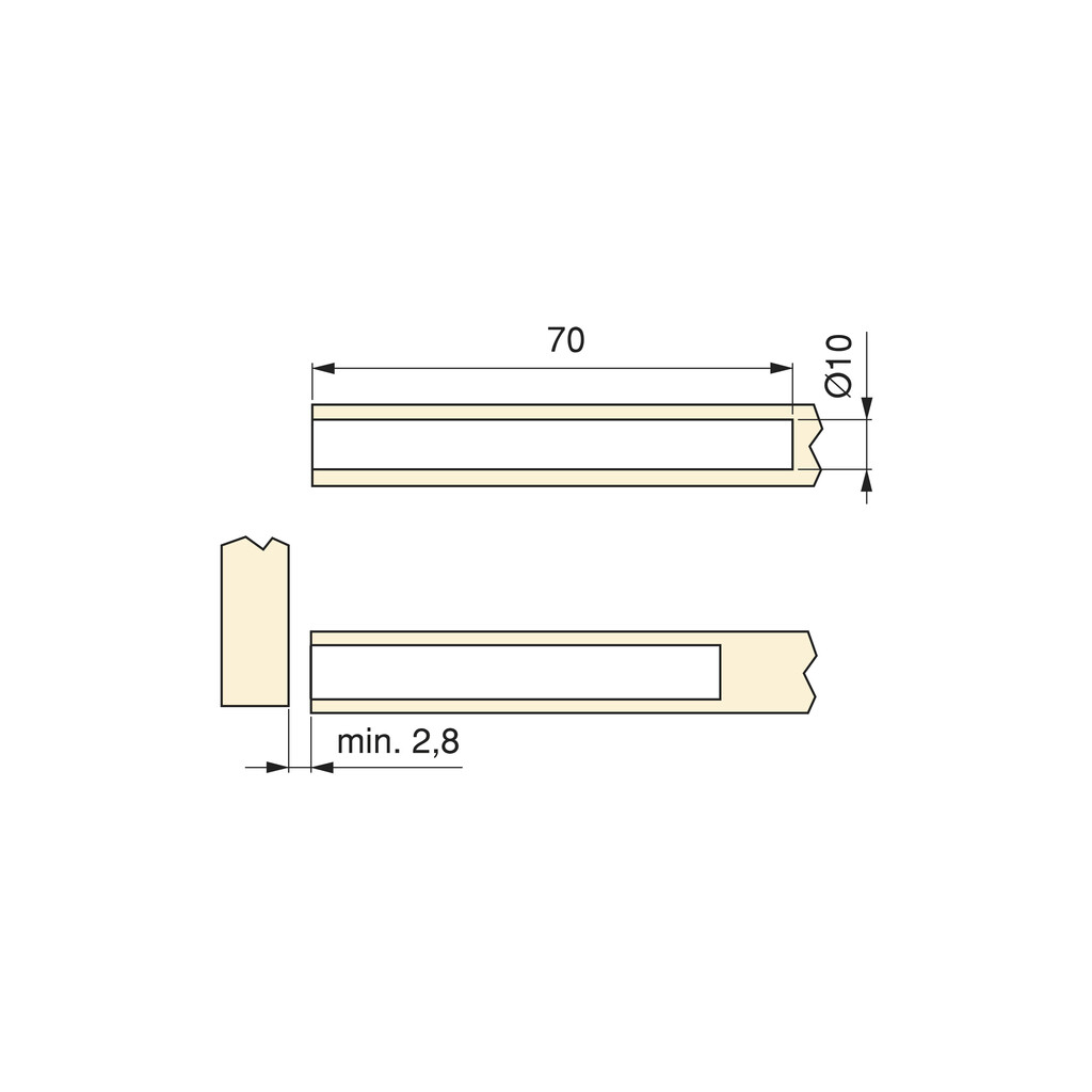 Built-in furniture door lock with Push Lite adjustment, length 70mm, shock absorber, Plastic, Grey-2